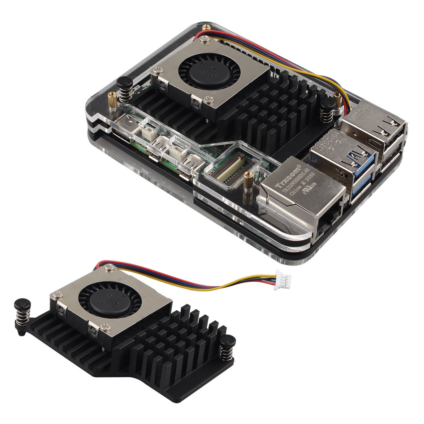 ZDE ZP507 5 Layers Acrylic Case with Active Cooler Fan for Raspberry Pi 5 4GB/8GB