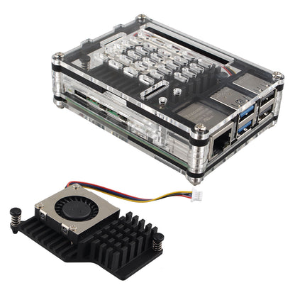 ZDE ZP506 Acrylic Case with Active Cooler Fan 9 Layers Clear Case for Raspberry Pi 5 4GB/8GB