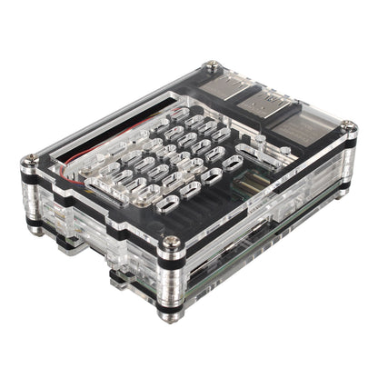 ZDE ZP506 Acrylic Case with Active Cooler Fan 9 Layers Clear Case for Raspberry Pi 5 4GB/8GB