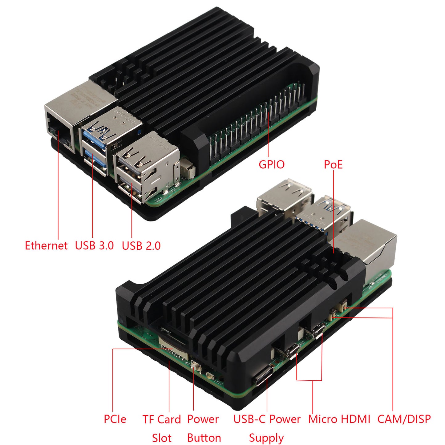 ZDE ZP502 Aluminum Armor Case for Raspberry Pi 5 Passive Cooling Heatsink Case Heat Dissipation Metal Case for Raspberry Pi 5 8GB/4GB