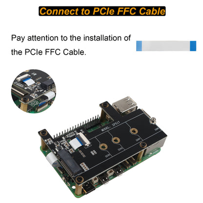 ZDE ZP517A PCIe to M.2 Key-M NVMe SSD Hard Drive Adapter Board PIP PCIe Peripheral Board for Raspberry Pi 5