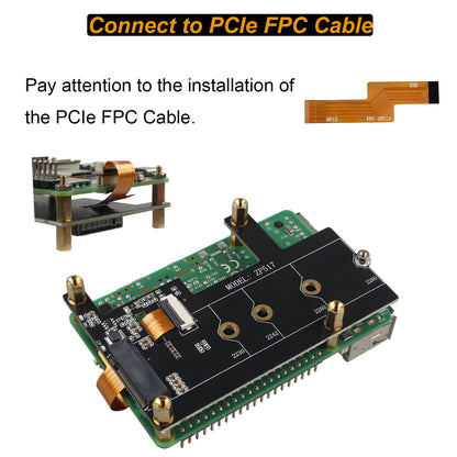 ZDE ZP517B PCIe M.2 Key-M NVMe SSD Hard Drive Adapter Board PIP PCIe Peripheral Board for Raspberry Pi 5