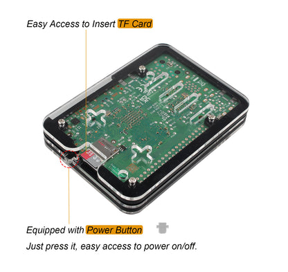 ZDE ZP507 5 Layers Acrylic Case with Active Cooler Fan for Raspberry Pi 5 4GB/8GB