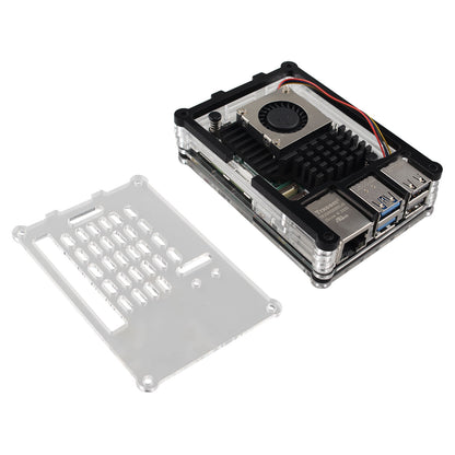 ZDE ZP506 Acrylic Case with Active Cooler Fan 9 Layers Clear Case for Raspberry Pi 5 4GB/8GB