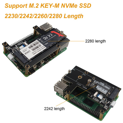 ZDE ZP517A PCIe to M.2 Key-M NVMe SSD Hard Drive Adapter Board PIP PCIe Peripheral Board for Raspberry Pi 5