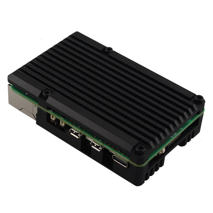 ZDE ZP504 Aluminum Alloy Armor Case for Raspberry Pi 5 Passive Cooling Heat Dissipation Case with Single PWM Cooling Fan