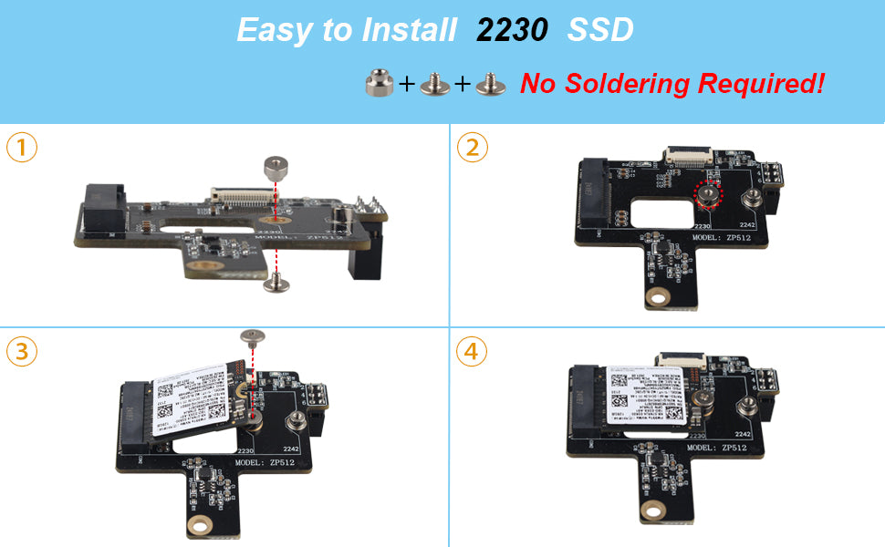 ZDE ZP512 PCIe M.2 Key-M NVMe SSD Hard Drive Adapter Board PIP PCIe Peripheral Board for Raspberry Pi 5