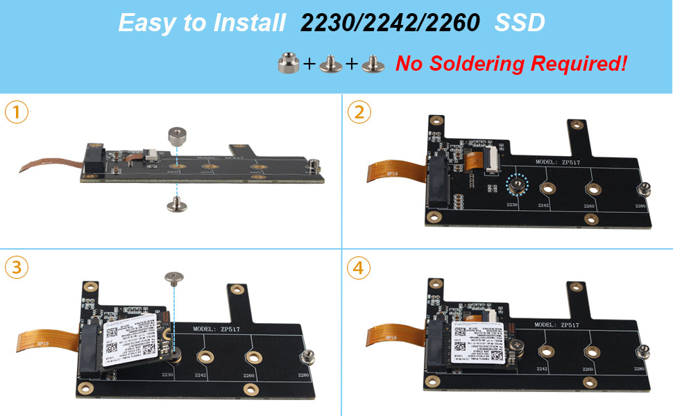 ZDE ZP517B PCIe M.2 Key-M NVMe SSD Hard Drive Adapter Board PIP PCIe Peripheral Board for Raspberry Pi 5