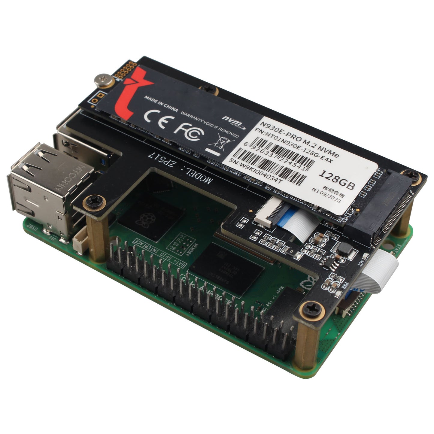 ZDE ZP517A PCIe to M.2 Key-M NVMe SSD Hard Drive Adapter Board PIP PCIe Peripheral Board for Raspberry Pi 5