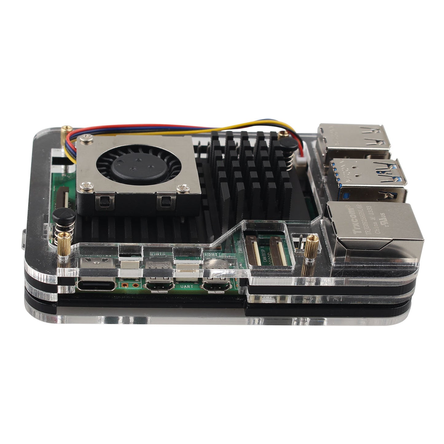 ZDE ZP507 5 Layers Acrylic Case with Active Cooler Fan for Raspberry Pi 5 4GB/8GB