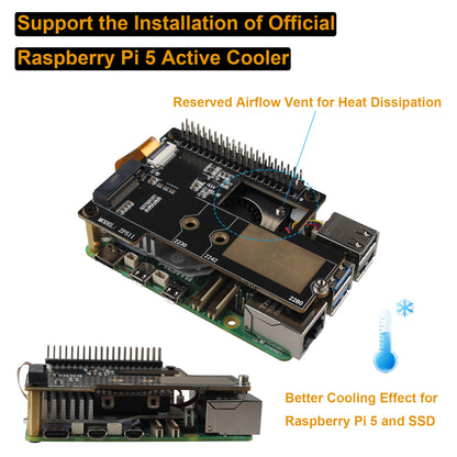 ZDE ZP511 PCIe to M.2 Key-M NVMe SSD Hard Drive Adapter Board PIP PCIe Peripheral Board for Raspberry Pi 5