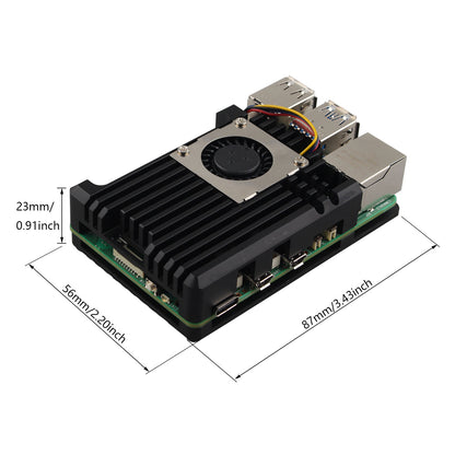 ZDE ZP504 Aluminum Alloy Armor Case for Raspberry Pi 5 Passive Cooling Heat Dissipation Case with Single PWM Cooling Fan