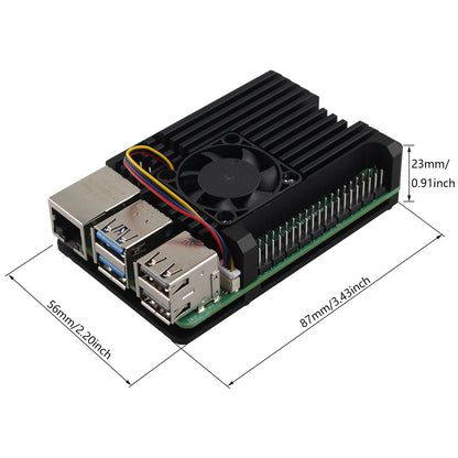 ZDE ZP503 Aluminum Armor Case for Raspberry Pi 5 Heat Dissipation Case with Single PWM Cooling Fan for Raspberry Pi 5 4GB/8GB