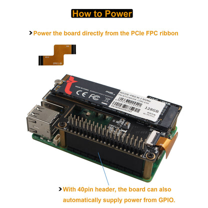 ZDE ZP511 PCIe to M.2 Key-M NVMe SSD Hard Drive Adapter Board PIP PCIe Peripheral Board for Raspberry Pi 5