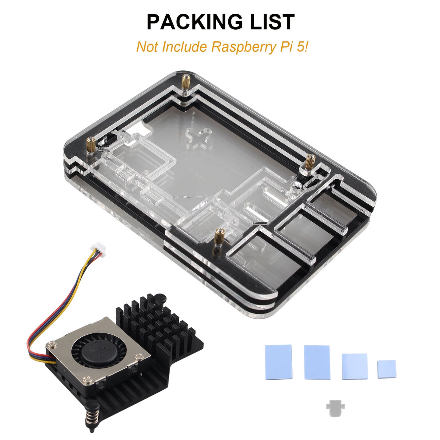 ZDE ZP507 5 Layers Acrylic Case with Active Cooler Fan for Raspberry Pi 5 4GB/8GB