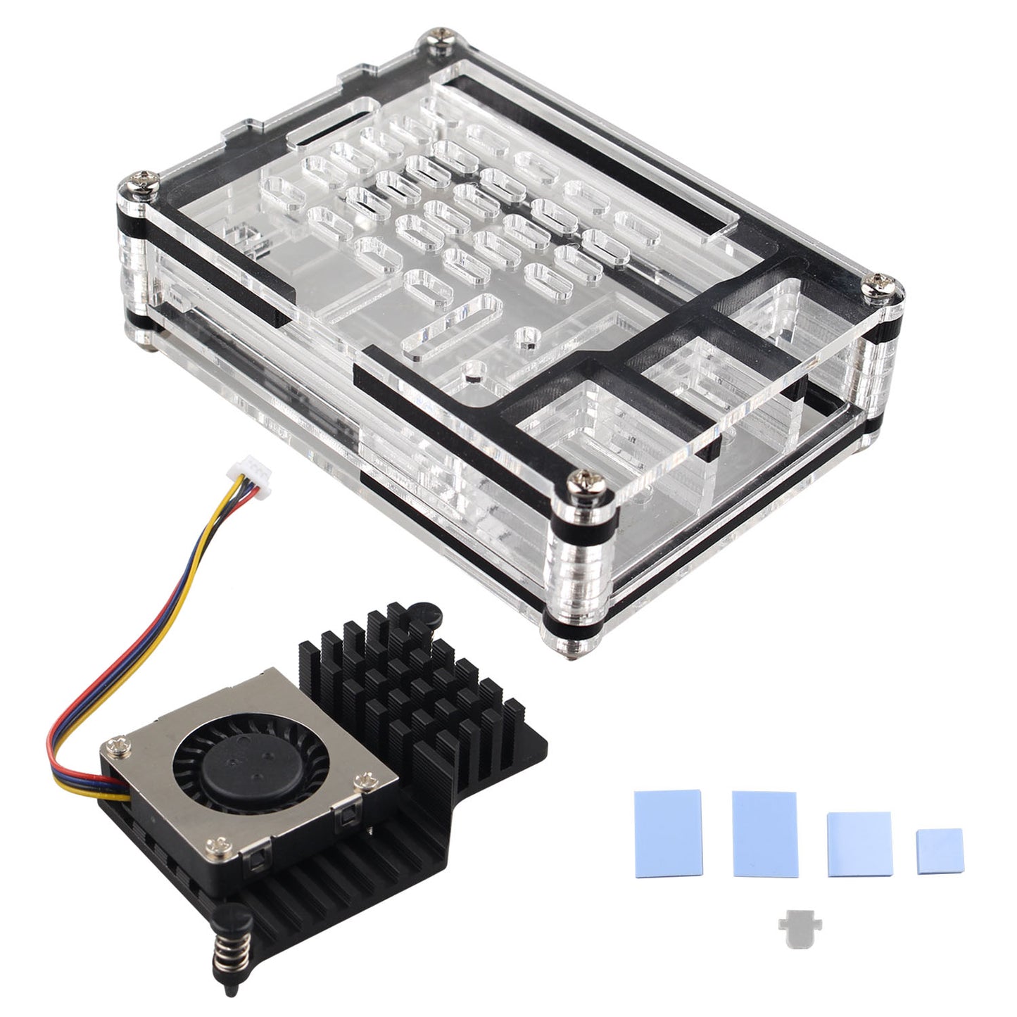 ZDE ZP506 Acrylic Case with Active Cooler Fan 9 Layers Clear Case for Raspberry Pi 5 4GB/8GB