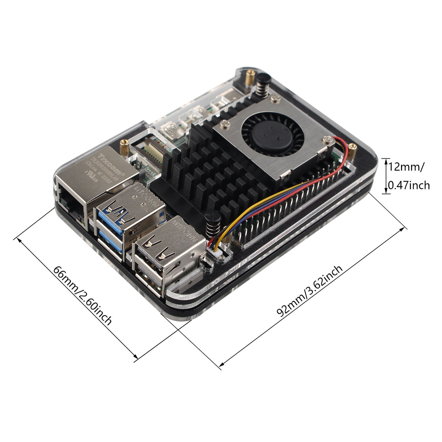 ZDE ZP507 5 Layers Acrylic Case with Active Cooler Fan for Raspberry Pi 5 4GB/8GB