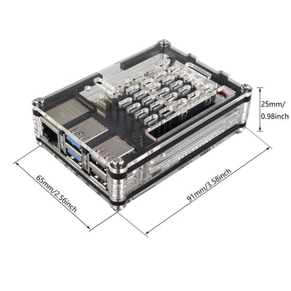 ZDE ZP506 Acrylic Case with Active Cooler Fan 9 Layers Clear Case for Raspberry Pi 5 4GB/8GB