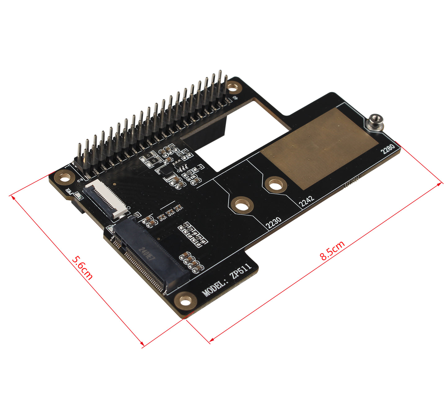 ZDE ZP511 PCIe to M.2 Key-M NVMe SSD Hard Drive Adapter Board PIP PCIe Peripheral Board for Raspberry Pi 5