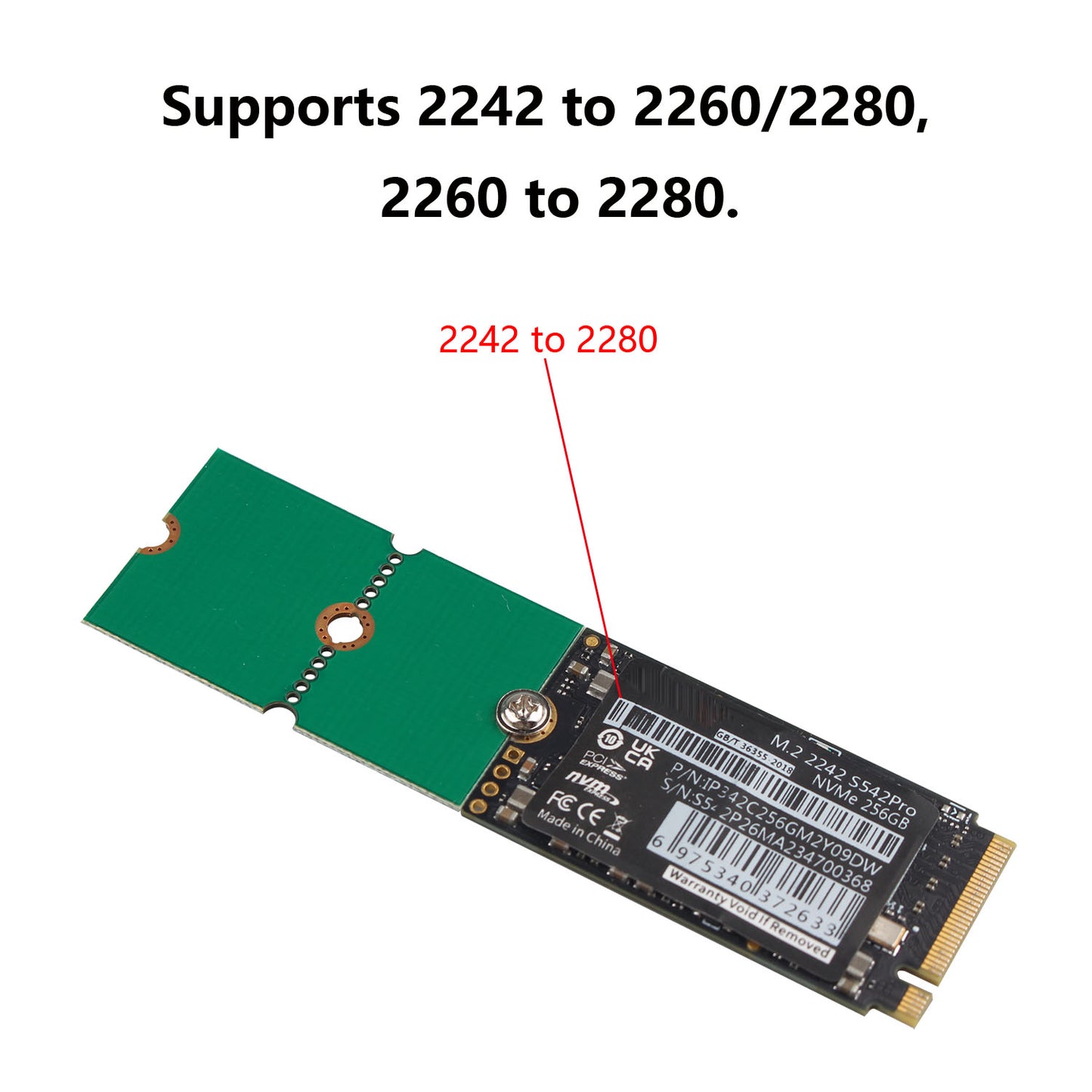 ZDE 2PCS M.2 NGFF NVMe SSD 2242 2260 2280 Length Extend Adapter Bracket Card Plate PCB Board for Raspberry Pi and PC Computer