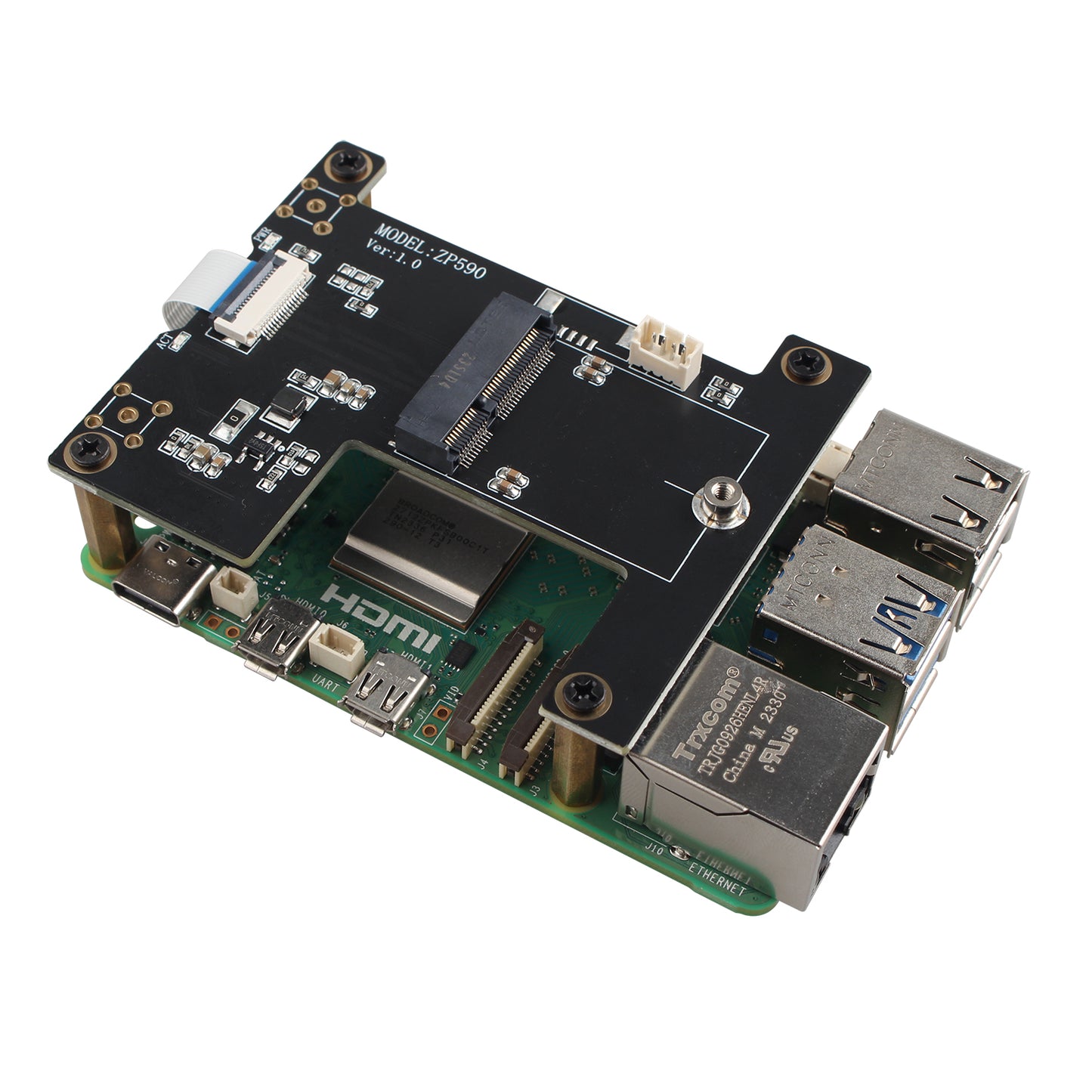 ZDE ZP590B PCIE to WiFi7 Expansion Board MPW7N PCIE to M.2 E-Key Module Adapter for Raspberry Pi 5