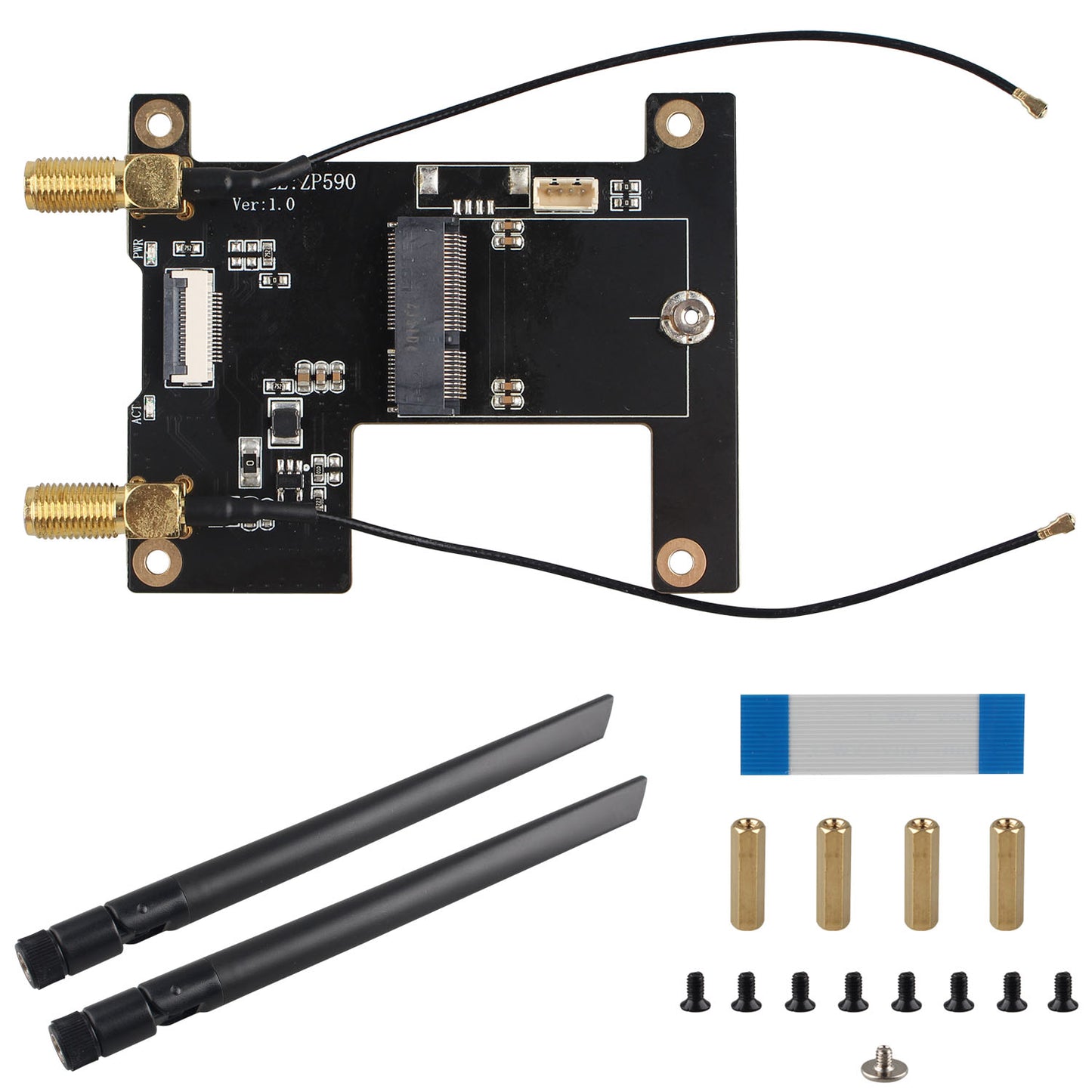 ZDE ZP590A PCIE to WiFi7 Expansion Board MPW7A PCIE to M.2 E-Key Module Adapter for Raspberry Pi 5