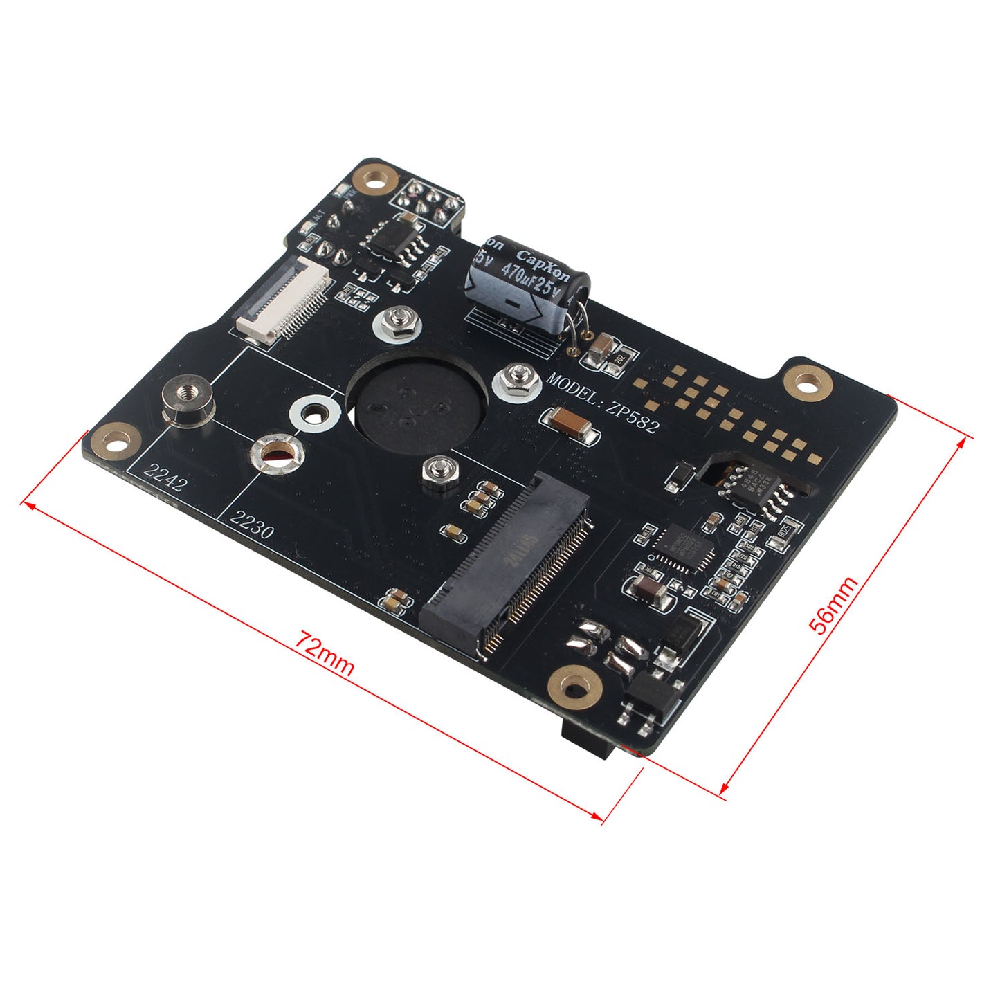 ZDE ZP582 PoE HAT PCIe to M.2 Key-M NVMe SSD Adapter Board with Onboard Cooling Fan